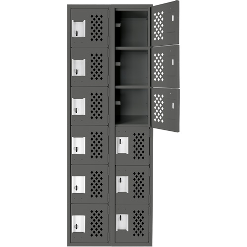 Assembled Lockerettes Clean Line Perforated Economy Lockers, 6 -tier, Bank of 2, 18" x 72" x 12", Steel Air Extreme Inc.