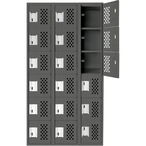 Assembled Lockerettes Clean Line Perforated Economy Lockers, 6 -tier, Bank of 3, 18" x 72" x 12", Steel Air Extreme Inc.