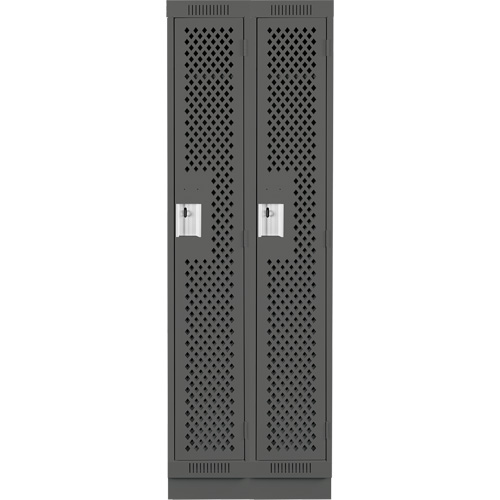 Clean Line Lockers, Bank of 2, 24" x 15" x 76", Steel, Charcoal, Rivet (Assembled), Perforated Air Extreme Inc.