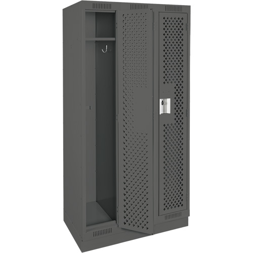 Clean Line Lockers, Bank of 3, 36" x 15" x 76", Steel, Charcoal, Rivet (Assembled), Perforated Air Extreme Inc.