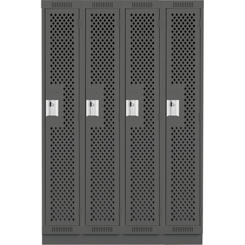 Clean Line Lockers, Bank of 4, 48" x 15" x 76", Steel, Charcoal, Rivet (Assembled), Perforated Air Extreme Inc.