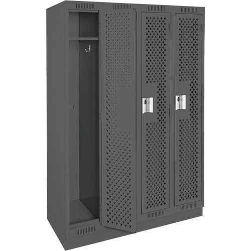 Clean Line Lockers, Bank of 4, 48" x 15" x 76", Steel, Charcoal, Rivet (Assembled), Perforated Air Extreme Inc.