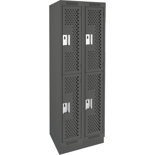 Clean Line Lockers, 2 -tier, Bank of 2, 24" x 18" x 76", Steel, Charcoal, Rivet (Assembled), Perforated Air Extreme Inc.