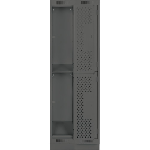 Clean Line Lockers, 2 -tier, Bank of 2, 24" x 18" x 76", Steel, Charcoal, Rivet (Assembled), Perforated Air Extreme Inc.