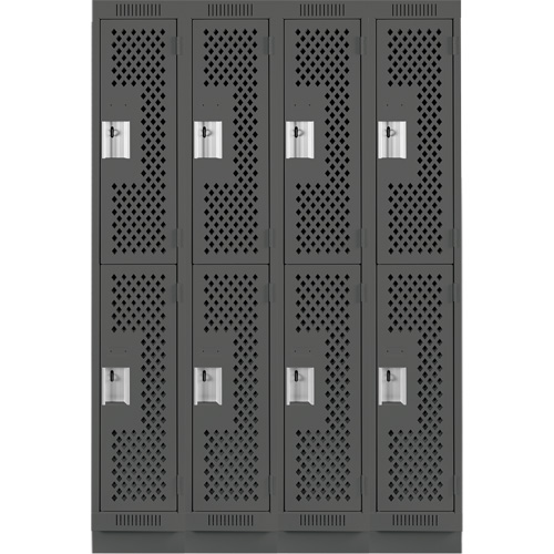 Clean Line Lockers, 2 -tier, Bank of 4, 48" x 15" x 76", Steel, Charcoal, Rivet (Assembled), Perforated Air Extreme Inc.