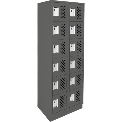 Clean-Line Perforated Lockerette, 6 -tier, Bank of 2, 15" x 72" x 12", Steel Air Extreme Inc.