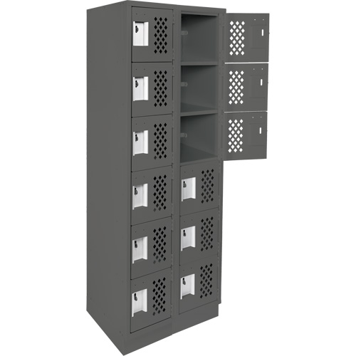Clean-Line Perforated Lockerette, 6 -tier, Bank of 2, 15" x 72" x 12", Steel Air Extreme Inc.