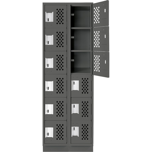 Clean-Line Perforated Lockerette, 6 -tier, Bank of 2, 15" x 72" x 12", Steel Air Extreme Inc.