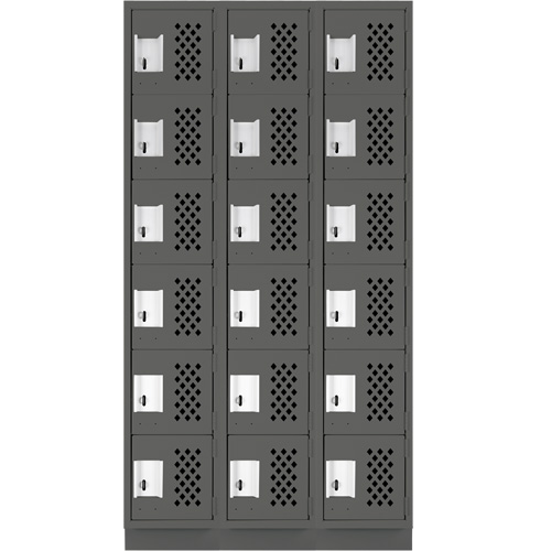 Clean-Line Perforated Lockerette, 6 -tier, Bank of 3, 12" x 72" x 12", Steel Air Extreme Inc.