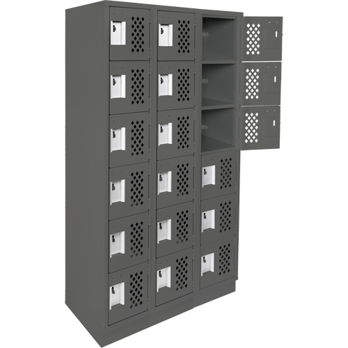 Clean-Line Perforated Lockerette, 6 -tier, Bank of 3, 12" x 72" x 12", Steel Air Extreme Inc.