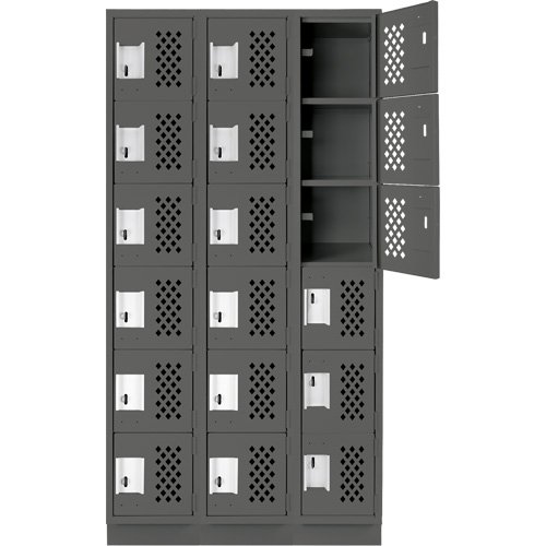 Clean-Line Perforated Lockerette, 6 -tier, Bank of 3, 12" x 72" x 12", Steel Air Extreme Inc.