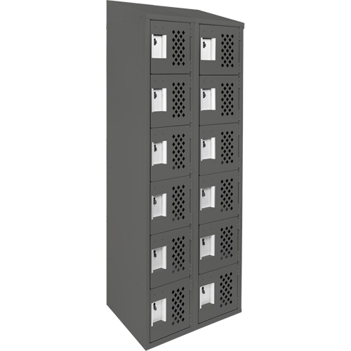 Assembled Lockerettes Clean Line Perforated Economy Lockers, 6 -tier, Bank of 2, 18" x 72" x 12", Steel Air Extreme Inc.