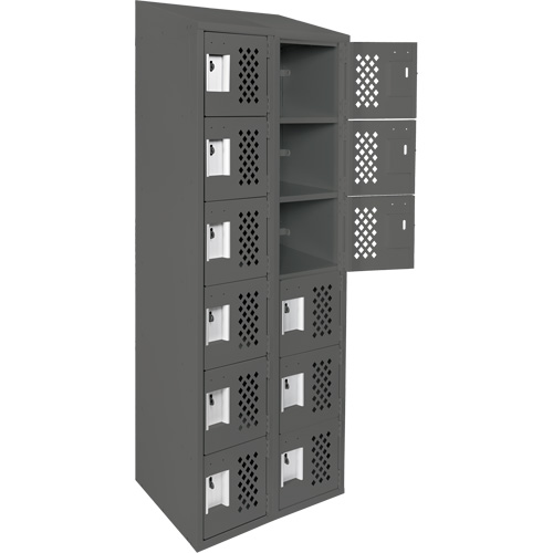 Assembled Lockerettes Clean Line Perforated Economy Lockers, 6 -tier, Bank of 2, 18" x 72" x 12", Steel Air Extreme Inc.