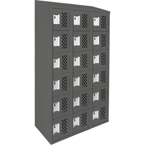 Assembled Lockerettes Clean Line Perforated Economy Lockers, 6 -tier, Bank of 3, 18" x 72" x 12", Steel Air Extreme Inc.