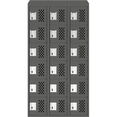 Assembled Lockerettes Clean Line Perforated Economy Lockers, 6 -tier, Bank of 3, 18" x 72" x 12", Steel Air Extreme Inc.