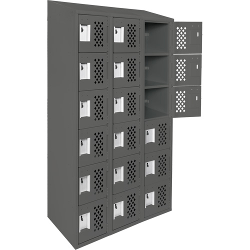 Assembled Lockerettes Clean Line Perforated Economy Lockers, 6 -tier, Bank of 3, 18" x 72" x 12", Steel Air Extreme Inc.