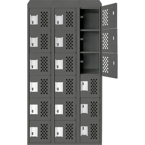 Assembled Lockerettes Clean Line Perforated Economy Lockers, 6 -tier, Bank of 3, 18" x 72" x 12", Steel Air Extreme Inc.