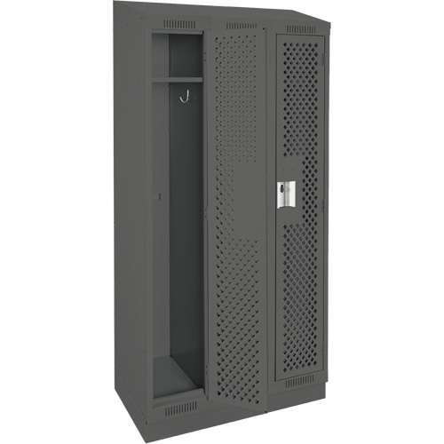 Clean Line Lockers, Bank of 3, 36" x 15" x 82", Steel, Charcoal, Rivet (Assembled), Perforated Air Extreme Inc.