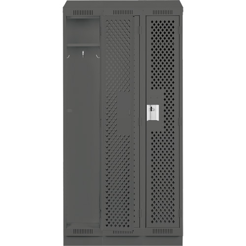 Clean Line Lockers, Bank of 3, 36" x 15" x 82", Steel, Charcoal, Rivet (Assembled), Perforated Air Extreme Inc.