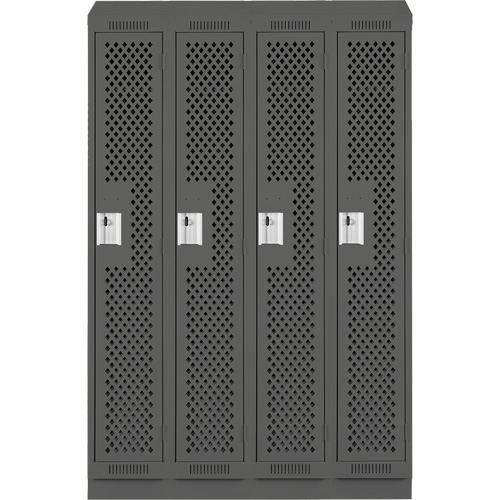 Clean Line Lockers, Bank of 4, 48" x 18" x 82", Steel, Charcoal, Rivet (Assembled), Perforated Air Extreme Inc.