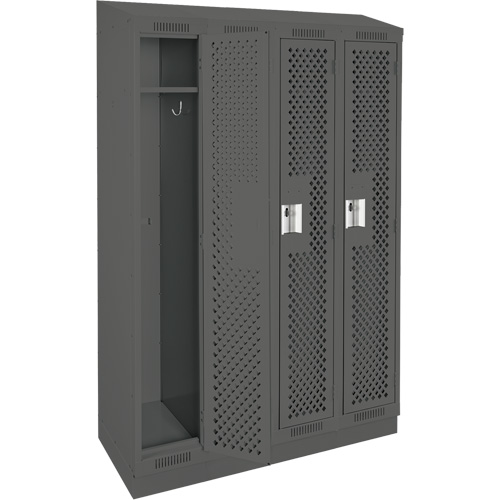 Clean Line Lockers, Bank of 4, 48" x 18" x 82", Steel, Charcoal, Rivet (Assembled), Perforated Air Extreme Inc.