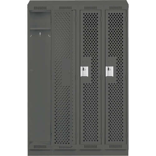 Clean Line Lockers, Bank of 4, 48" x 18" x 82", Steel, Charcoal, Rivet (Assembled), Perforated Air Extreme Inc.