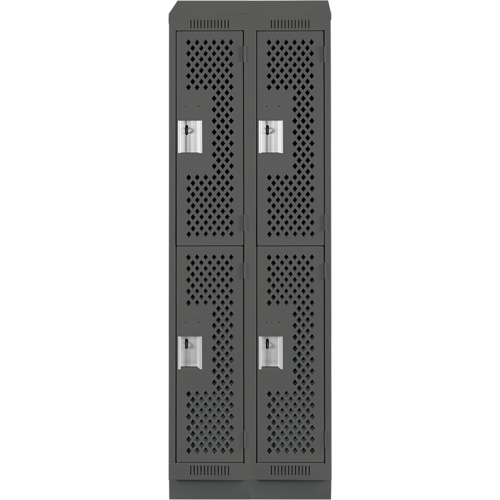 Casiers Clean Line, 2 niveaux, Bloc de 2, 24" x 12" x 82", Acier, Charbon, Rivet (assembl&eacute;), Perfor&eacute; Air Extreme Inc.