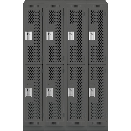 Casiers Clean Line, 2 niveaux, Bloc de 4, 48" x 18" x 82", Acier, Charbon, Rivet (assembl&eacute;), Perfor&eacute; Air Extreme Inc.