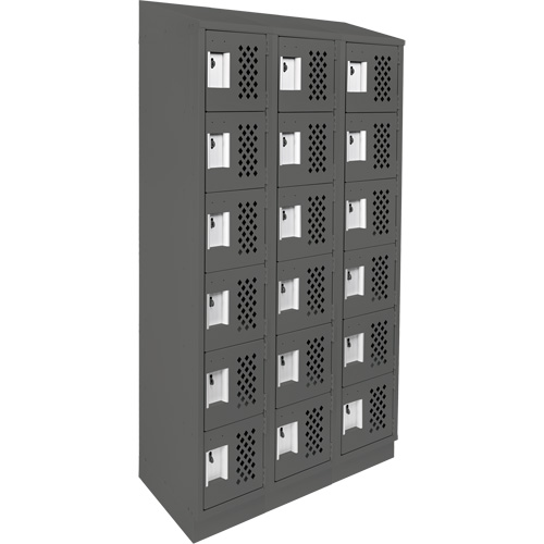 Clean-Line Perforated Lockerette, 6 -tier, Bank of 3, 15" x 72" x 12", Steel Air Extreme Inc.