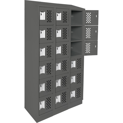 Clean-Line Perforated Lockerette, 6 -tier, Bank of 3, 15" x 72" x 12", Steel Air Extreme Inc.