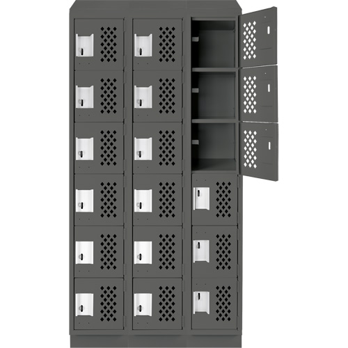 Clean-Line Perforated Lockerette, 6 -tier, Bank of 3, 15" x 72" x 12", Steel Air Extreme Inc.