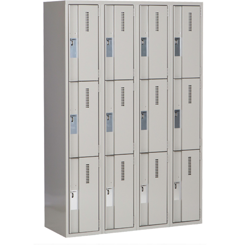 Concorde Heavy-Duty Lockers, 3 -tier, Bank of 4, 48" x 18" x 72", Steel, Grey, Welded (Assembled) Air Extreme Inc.