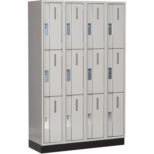 Concorde Heavy-Duty Lockers, 3 -tier, Bank of 4, 48" x 18" x 76", Steel, Grey, Welded (Assembled) Air Extreme Inc.