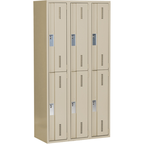 Concorde Heavy-Duty Lockers, 2 -tier, Bank of 3, 36" x 18" x 72", Steel, Beige, Welded (Assembled) Air Extreme Inc.