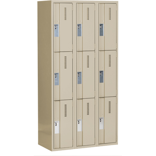Concorde Heavy-Duty Lockers, 3 -tier, Bank of 3, 36" x 18" x 72", Steel, Beige, Welded (Assembled) Air Extreme Inc.