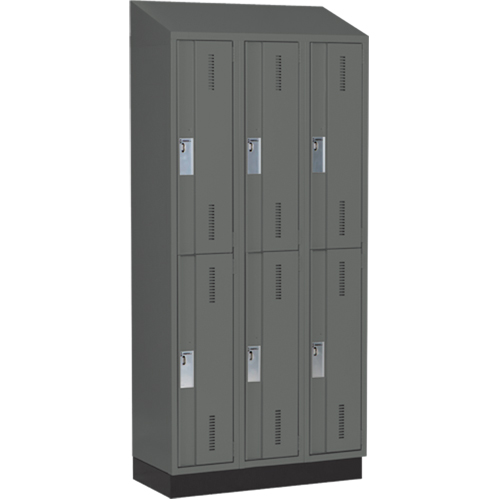 Concorde Heavy-Duty Lockers, 2 -tier, Bank of 3, 36" x 18" x 82", Steel, Charcoal, Welded (Assembled) Air Extreme Inc.