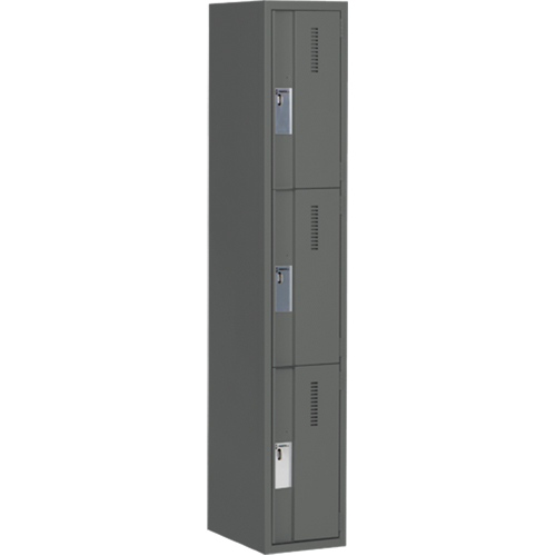 Concorde Heavy-Duty Lockers, 3 -tier, 12" x 18" x 72", Steel, Charcoal, Welded (Assembled) Air Extreme Inc.