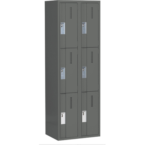 Concorde Heavy-Duty Lockers, 3 -tier, Bank of 2, 24" x 18" x 72", Steel, Charcoal, Welded (Assembled) Air Extreme Inc.