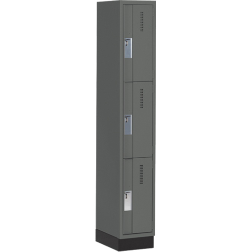 Concorde Heavy-Duty Lockers, 3 -tier, 12" x 18" x 76", Steel, Charcoal, Welded (Assembled) Air Extreme Inc.
