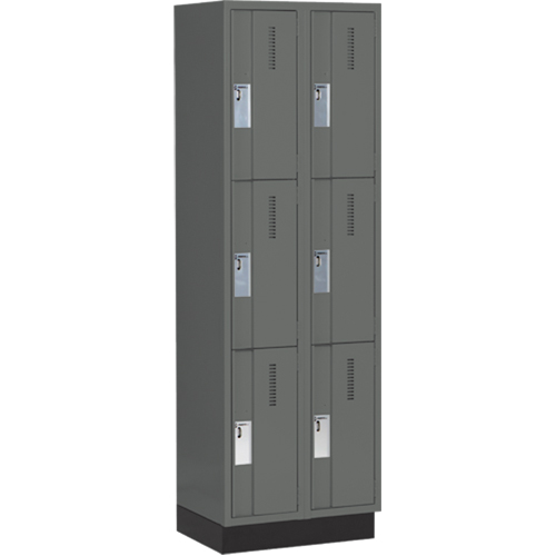Concorde Heavy-Duty Lockers, 3 -tier, Bank of 2, 24" x 18" x 76", Steel, Charcoal, Welded (Assembled) Air Extreme Inc.
