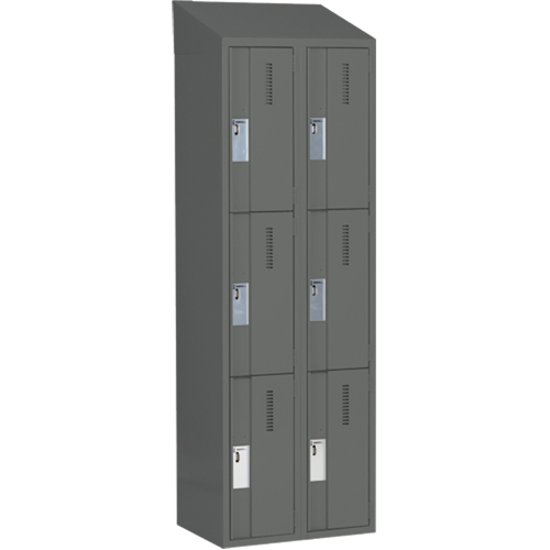 Concorde Heavy-Duty Lockers, 3 -tier, Bank of 2, 24" x 18" x 78", Steel, Charcoal, Welded (Assembled) Air Extreme Inc.
