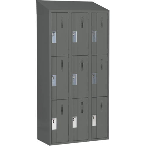Concorde Heavy-Duty Lockers, 3 -tier, Bank of 3, 36" x 18" x 78", Steel, Charcoal, Welded (Assembled) Air Extreme Inc.