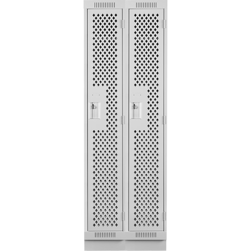 Clean Line Lockers, Bank of 2, 24" x 15" x 76", Steel, Grey, Rivet (Assembled), Perforated Air Extreme Inc.