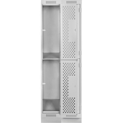 Clean Line Lockers, 2 -tier, Bank of 2, 24" x 15" x 76", Steel, Grey, Rivet (Assembled), Perforated Air Extreme Inc.