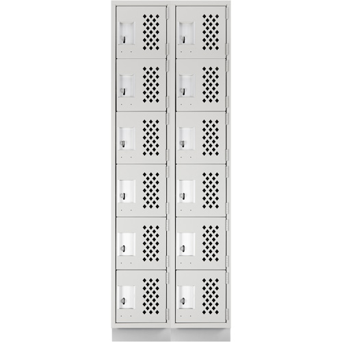 Clean-Line Perforated Lockerette, 6 -tier, Bank of 2, 12" x 72" x 12", Steel Air Extreme Inc.