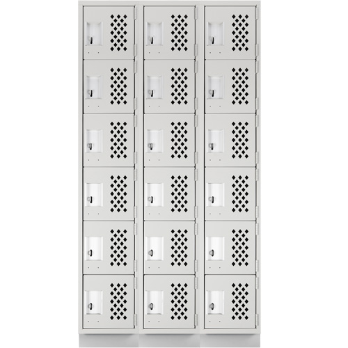 Clean-Line Perforated Lockerette, 6 -tier, Bank of 3, 12" x 72" x 12", Steel Air Extreme Inc.