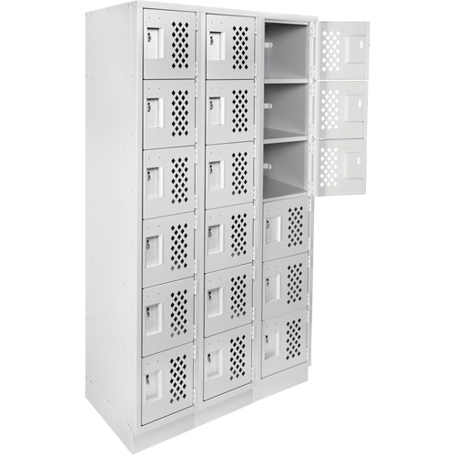 Clean-Line Perforated Lockerette, 6 -tier, Bank of 3, 12" x 72" x 12", Steel Air Extreme Inc.