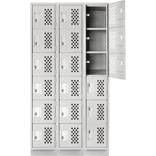 Clean-Line Perforated Lockerette, 6 -tier, Bank of 3, 12" x 72" x 12", Steel Air Extreme Inc.
