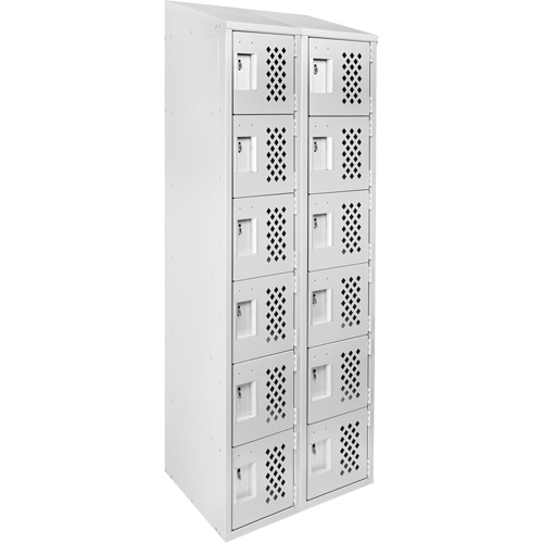 Assembled Lockerettes Clean Line Perforated Economy Lockers, 6 -tier, Bank of 2, 18" x 72" x 12", Steel Air Extreme Inc.