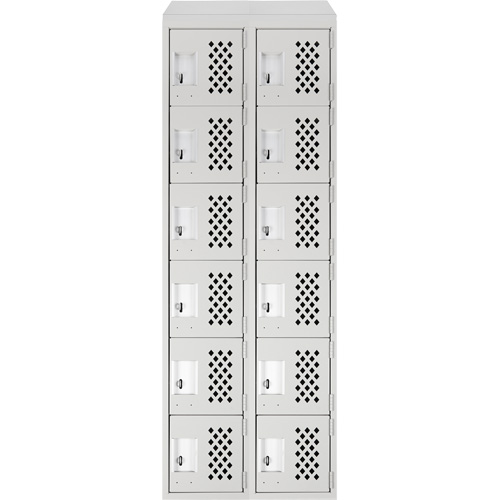 Assembled Lockerettes Clean Line Perforated Economy Lockers, 6 -tier, Bank of 2, 18" x 72" x 12", Steel Air Extreme Inc.